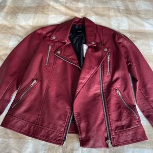 Forever 21 maroon faux leather jacket